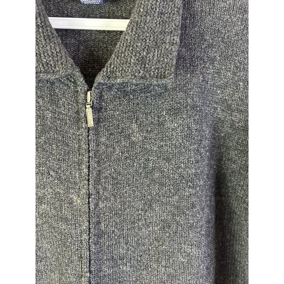 Vintage 90s Lambswool Collared Cardigan Sweater Coat Grunge Gray - Picture 7 of 11